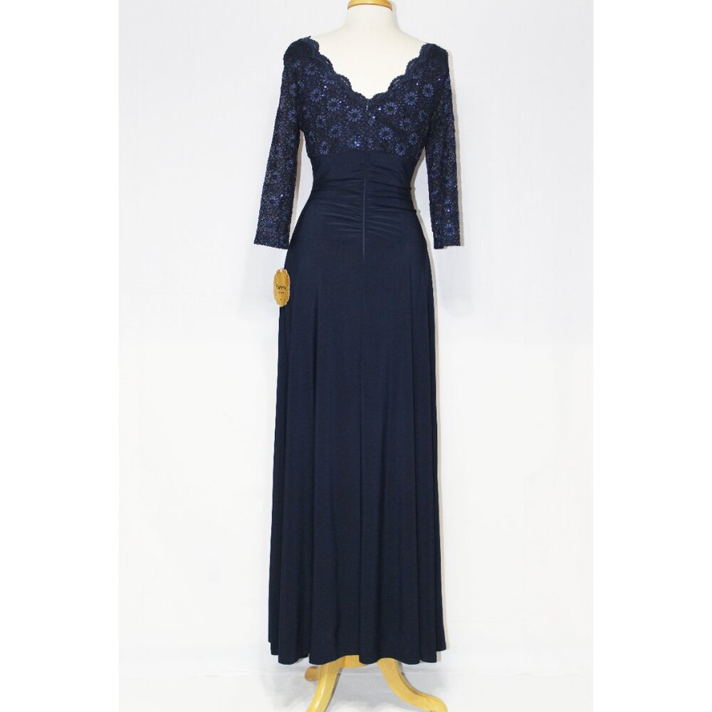 Fanny Fashion #1294 Women's Lace and Chiffon Formal Dress-M, L-NAVY-NEW W/Tags - Picture 2 of 5